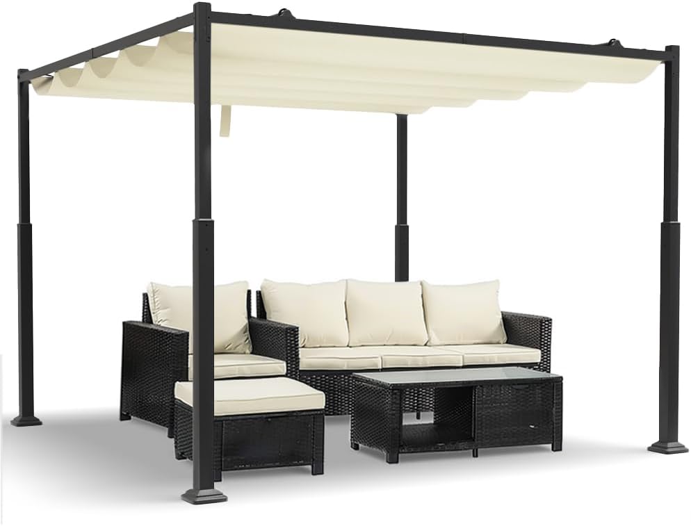 3x3m Metal Pergola with Retractable Roof