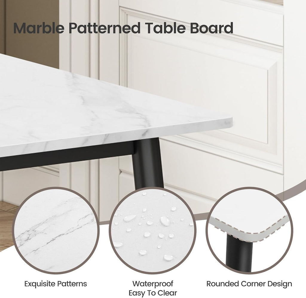 White Dining Table and Chairs Set 6