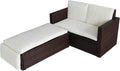2 Seat Rattan Garden Furniture Patio Outdoor Sofa Set Daybed Sun Lounger with Cushions and Adjustable Footstool for Balconies Patios Conversation (Brown)