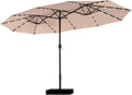 2.7×4.5m Garden Parasol Umbrella for Sun Protection with Base Included and Crank Patio Outdoor Waterproof Umbrella