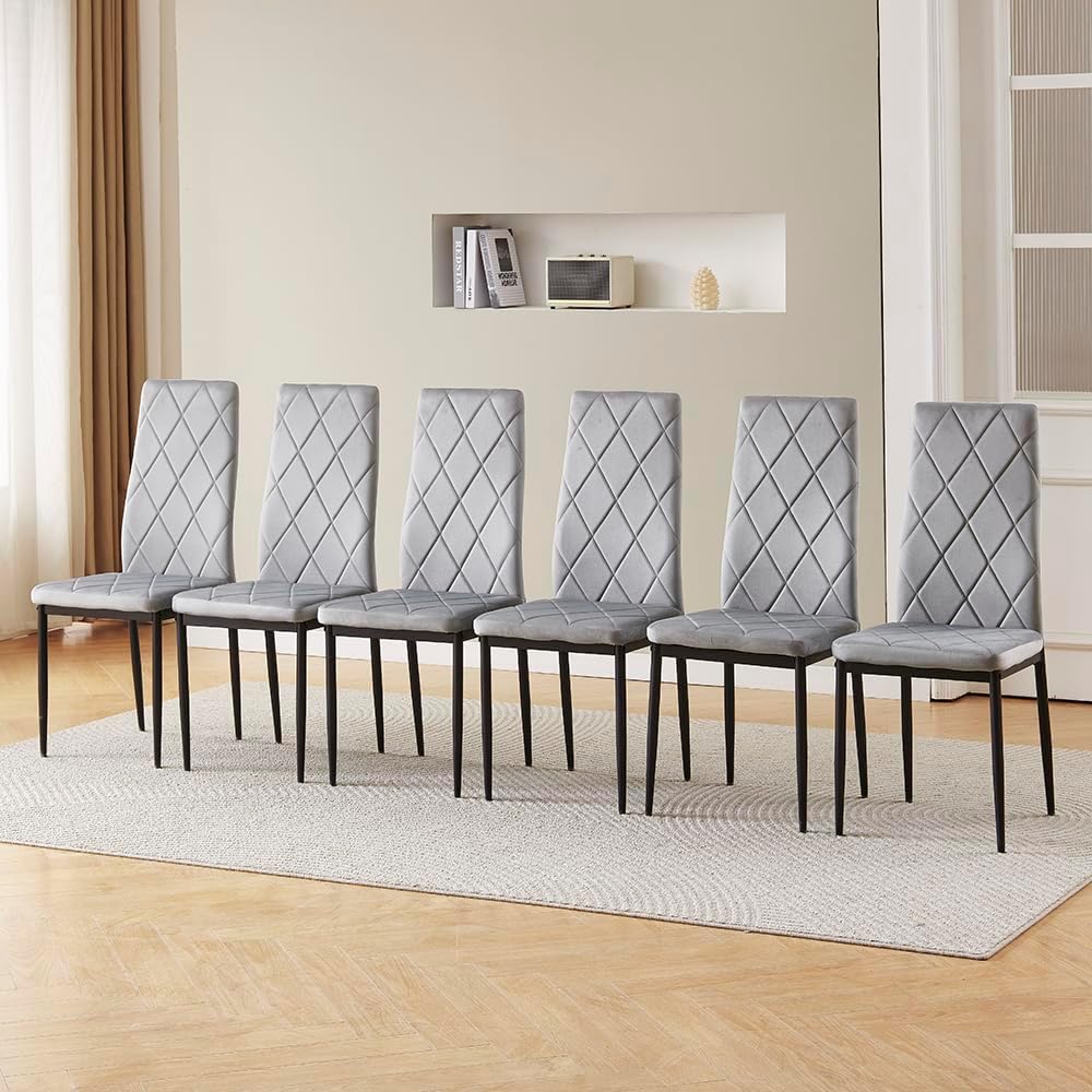 Grey Wood Dining Table and Chairs Set of 6