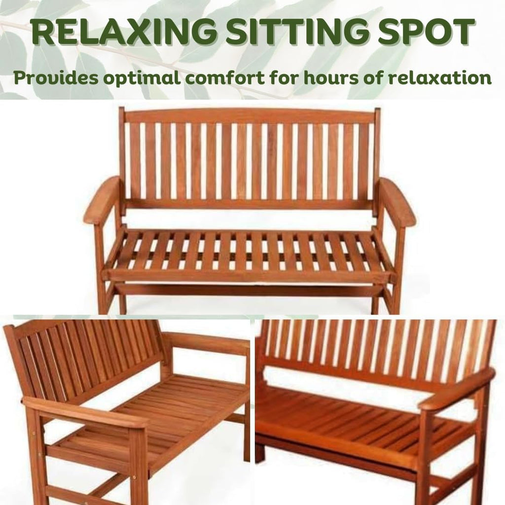 Garden Mile Traditional Wooden Garden Bench Weather Resistant 3-Seater Wooden Garden Furniture Solid Hardwood Construction Indoor &amp; Outdoor 3 seater garden furniture Easy Assemble