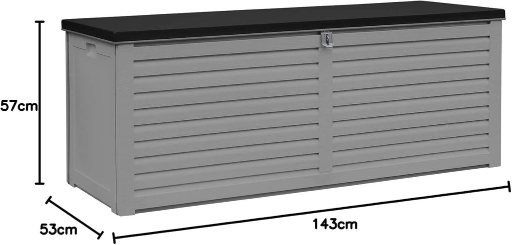 390L Garden Storage Box Waterproof Plastic Outdoor Storage Box with Lockable Lid