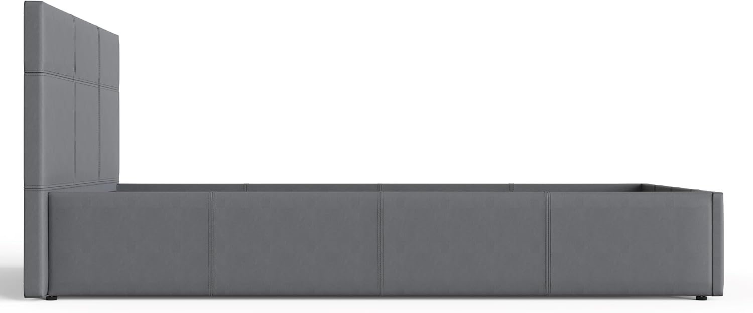 Single Grey Upholstered Fabric Ottoman Bed Frame