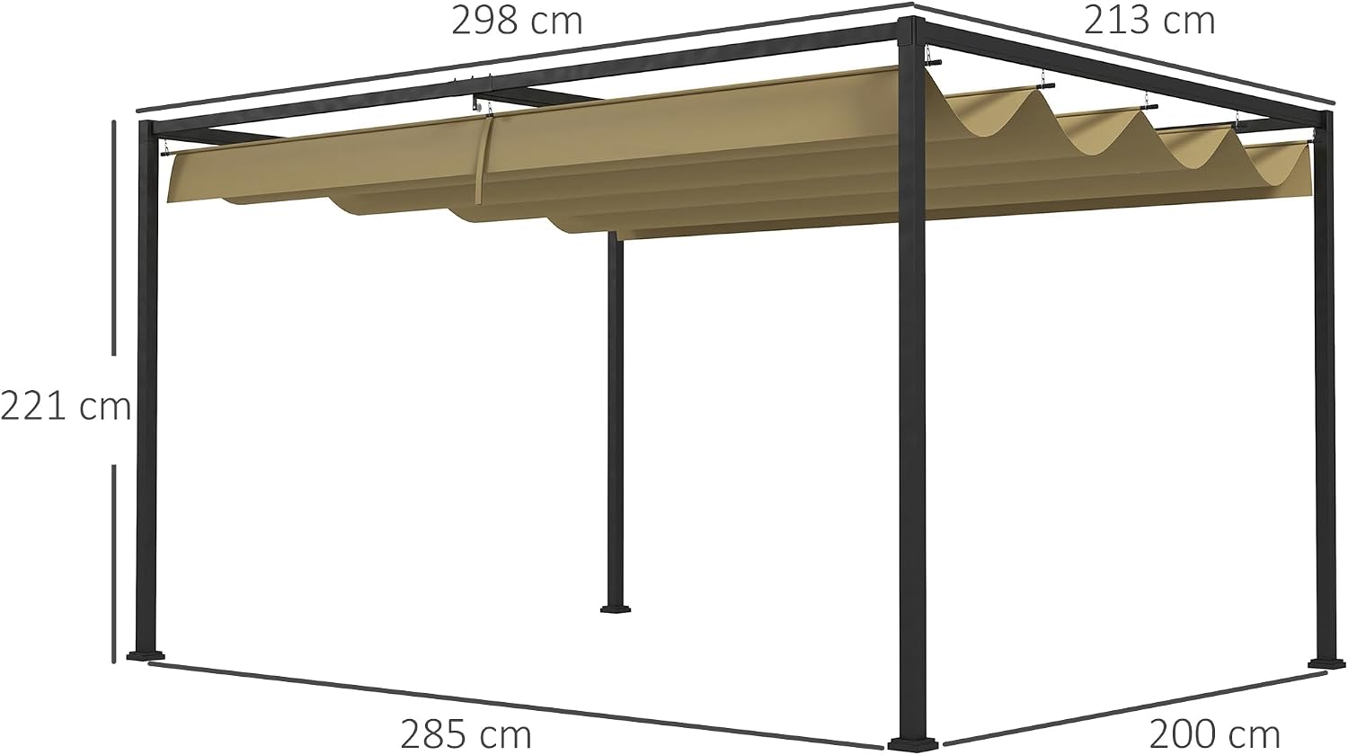 3 x 2m Metal Outdoor Pergola with Retractable Roof