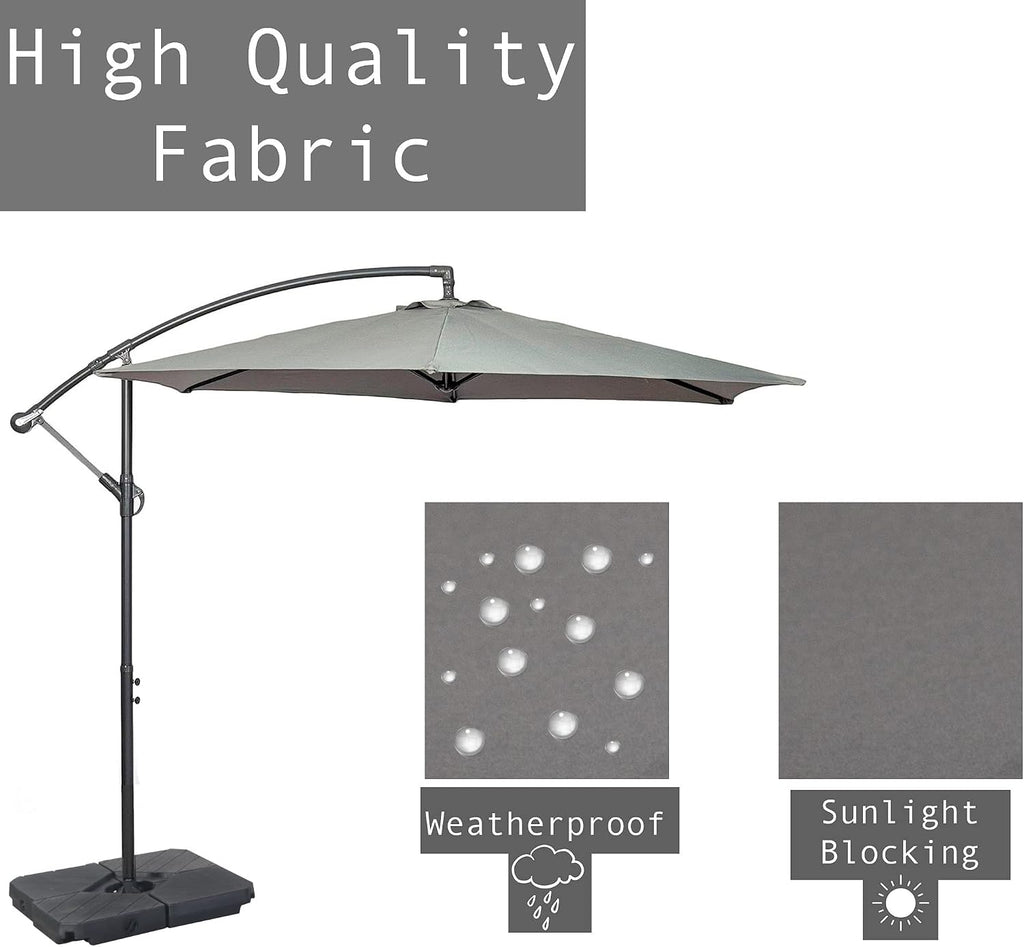 3m Cantilever Banana Parasol - Hanging Parasol with Crank Handle - Outdoor Garden and Patio Sun Shade - with PVC Coated Cover
