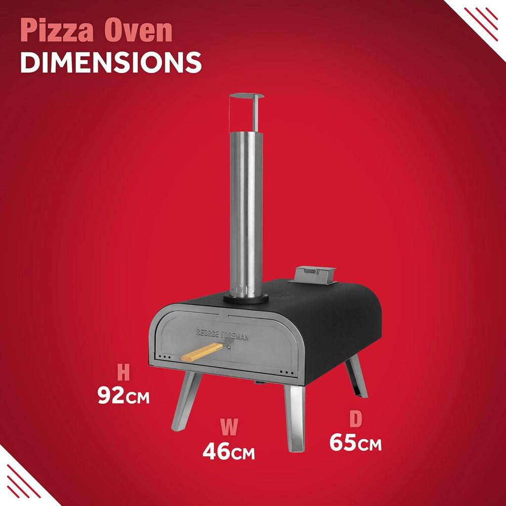 Outdoor 16 Inch Wood Pellet Portable Wood Fired Pizza Oven Black with Paddle and Carry Bag