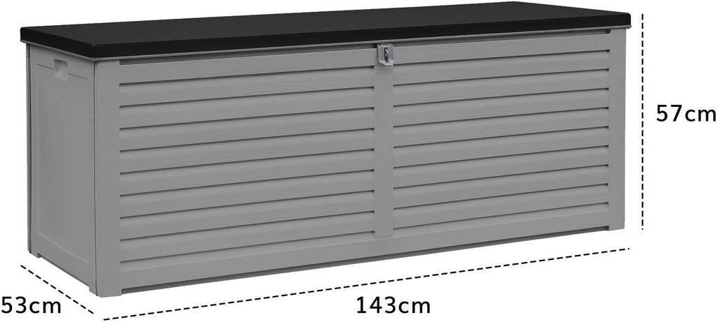 390L Garden Storage Box Waterproof Plastic Outdoor Storage Box with Lockable Lid