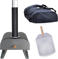 ZPO1BPC Outdoor 12 Inch Wood Pellet Portable Wood Fired Pizza Oven with Paddle and Cover in Black