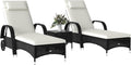 Rattan Sun Loungers Set of 2 with Side Table