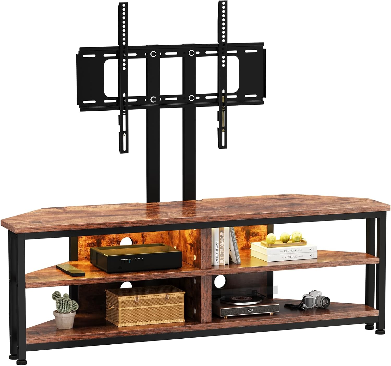 TV Stand Cabinet with LED Lighting and TV Mount
