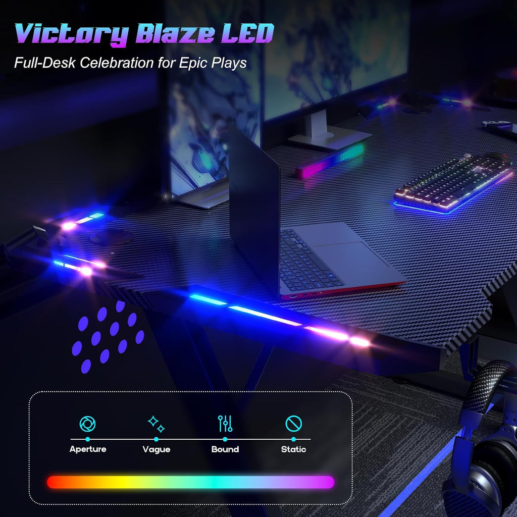 Gaming Desk with LED Lights