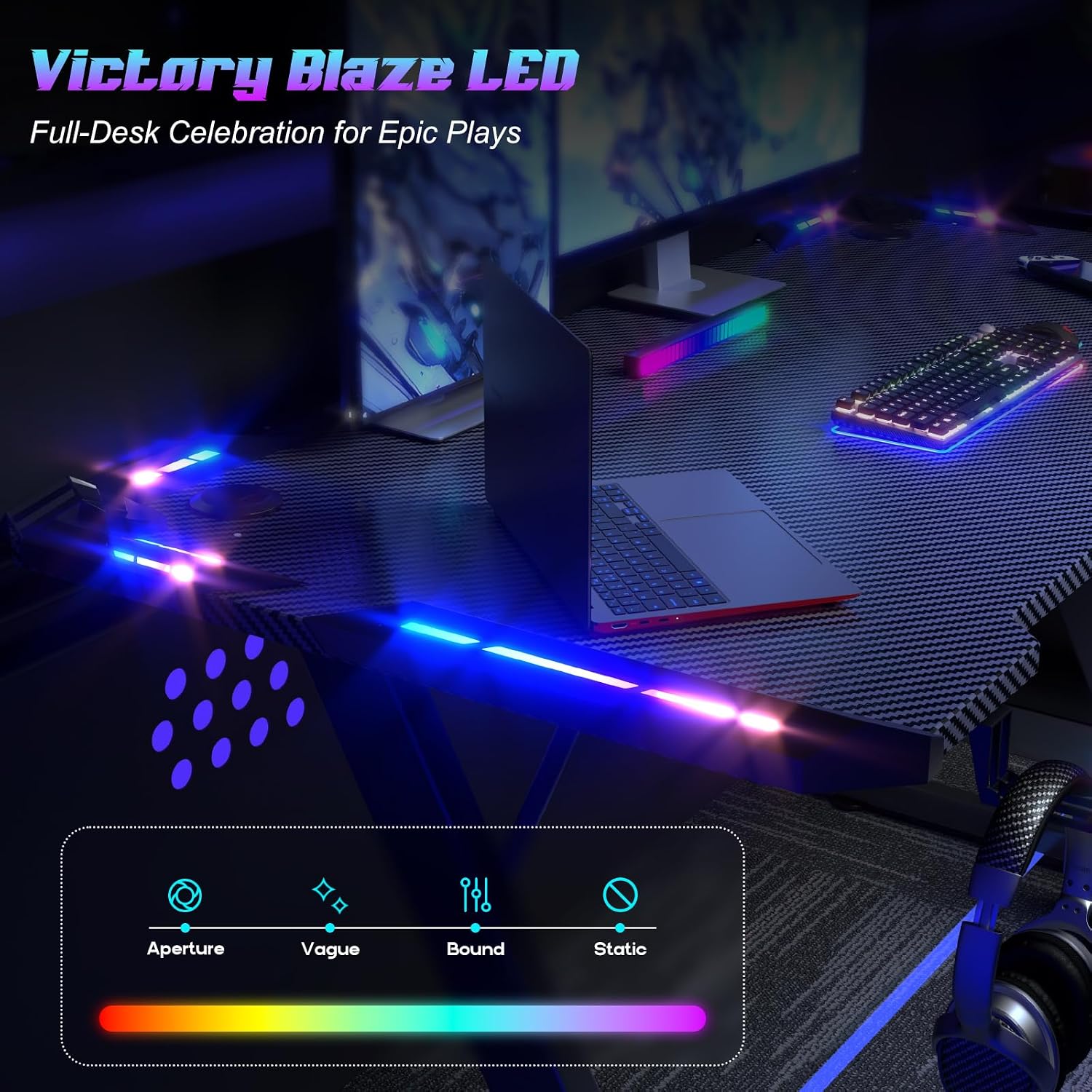 Gaming Desk with LED Lights