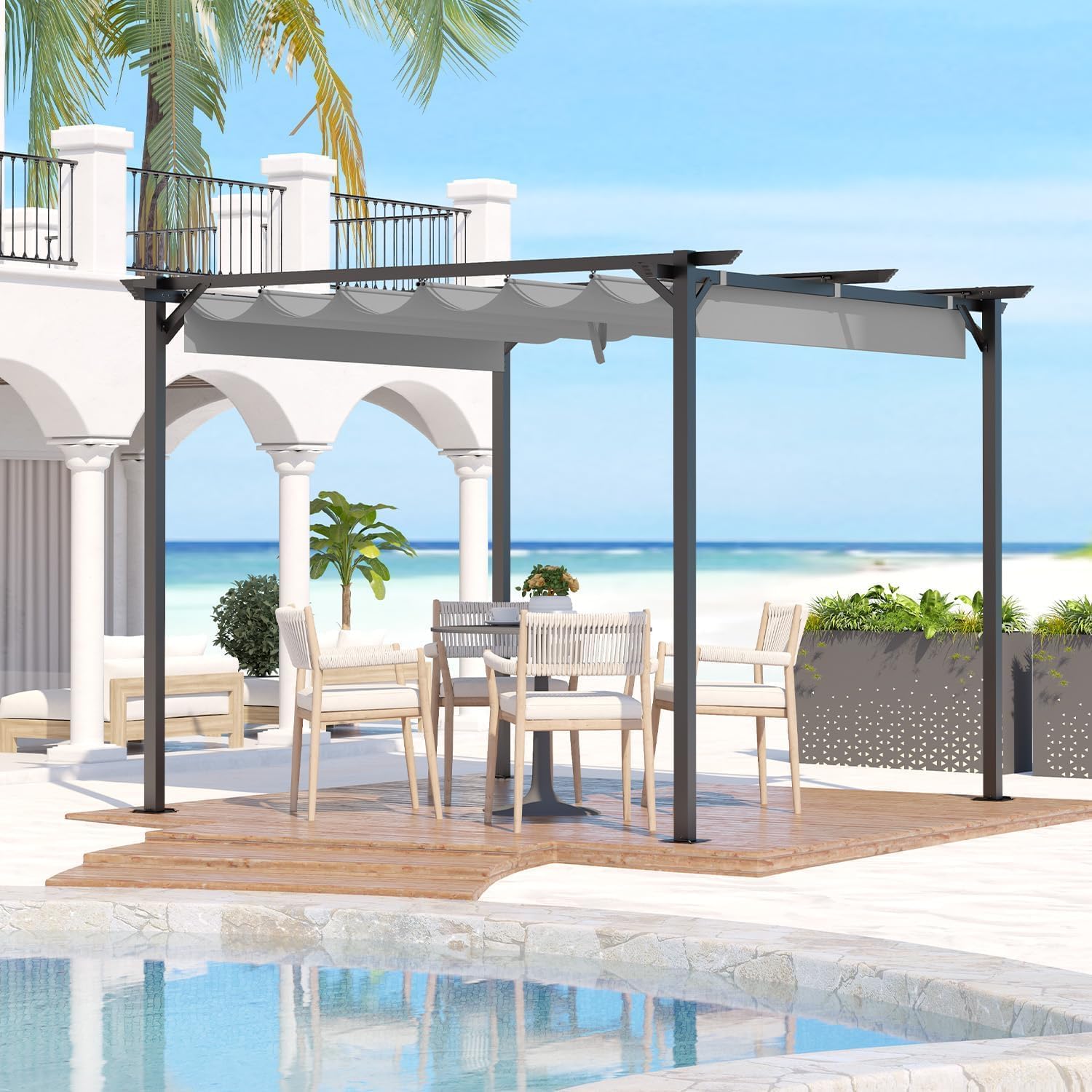 Aluminium Pergola with Retractable Roof Canopy