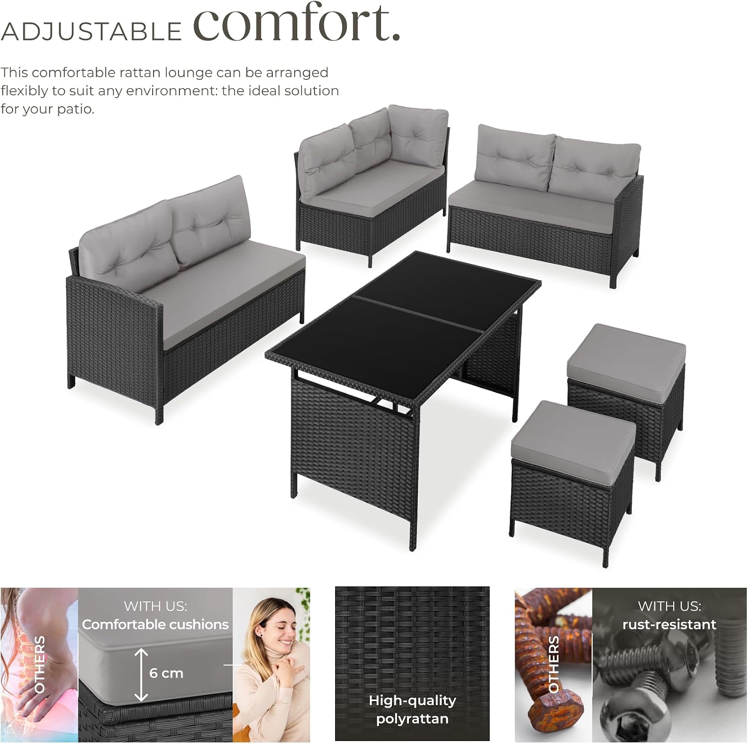 8-Seater Rattan Garden Furniture Set - Modular Garden Sofa