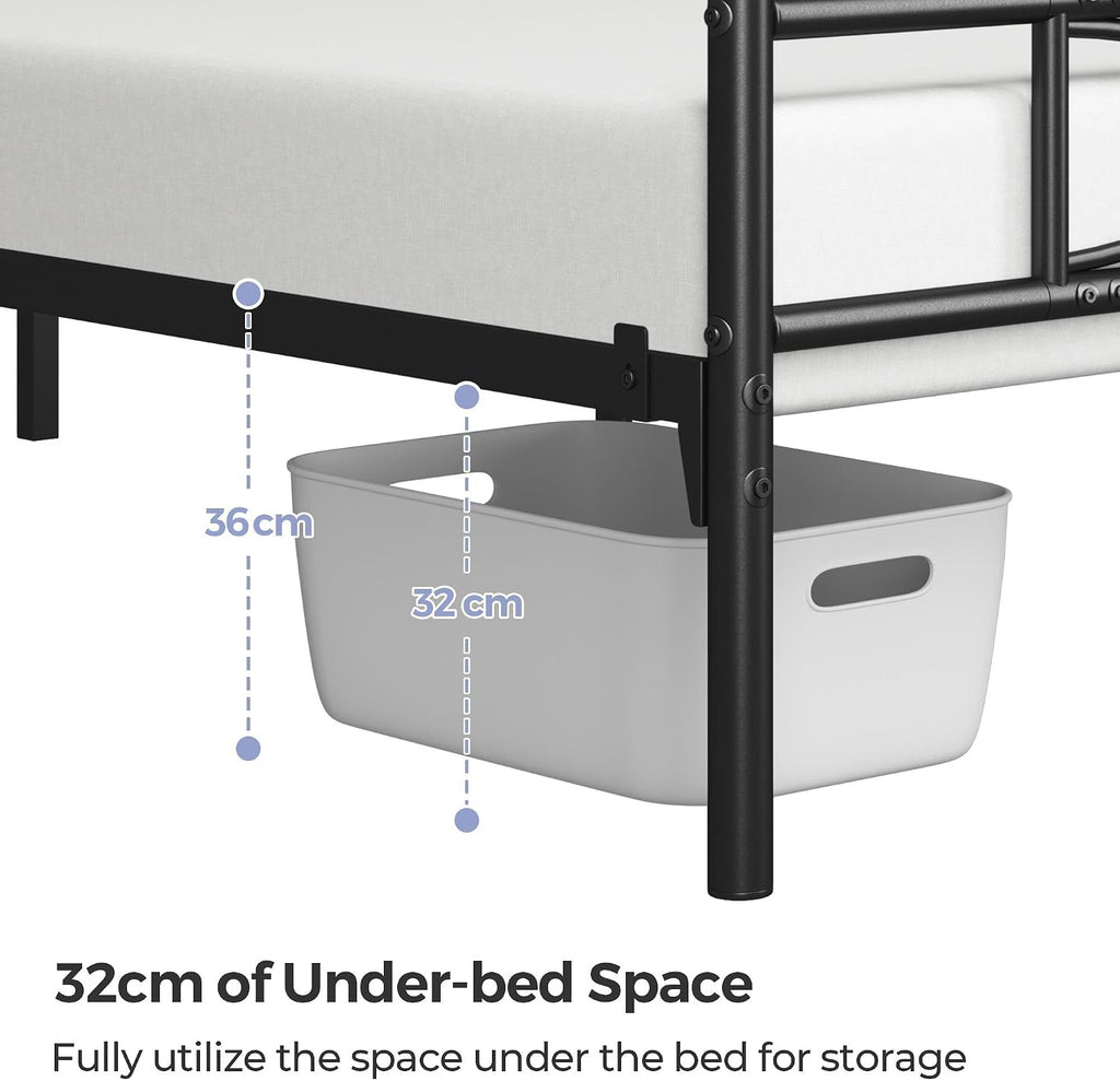 5ft King Bed Frames Metal Slatted Bed Platform with Curved Design Headboard and Footboard