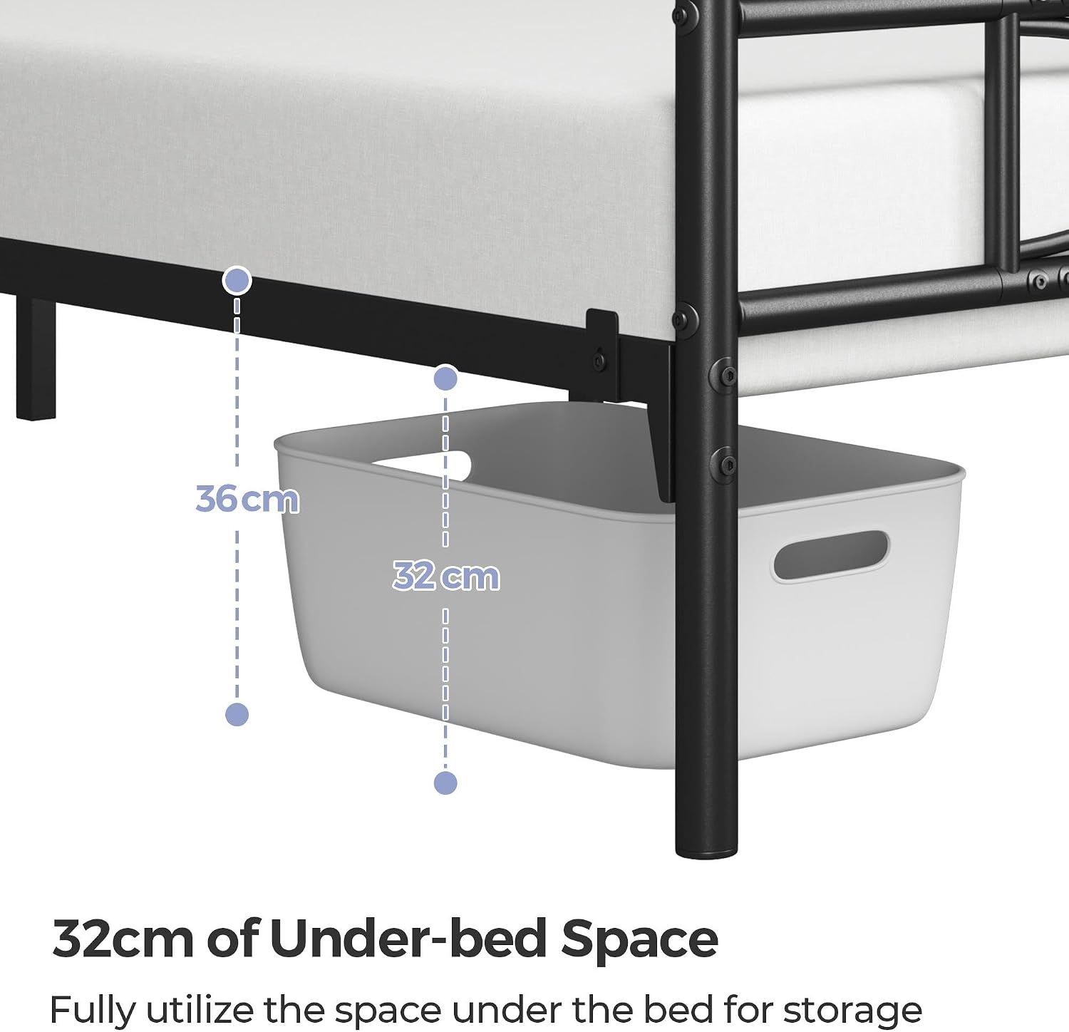 5ft King Bed Frames Metal Slatted Bed Platform with Curved Design Headboard and Footboard