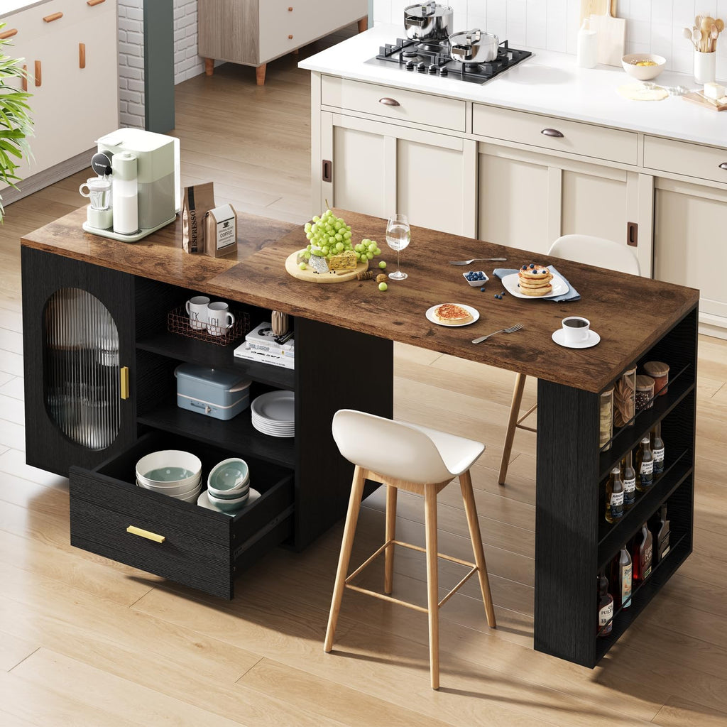 Black Kitchen Island on Wheels