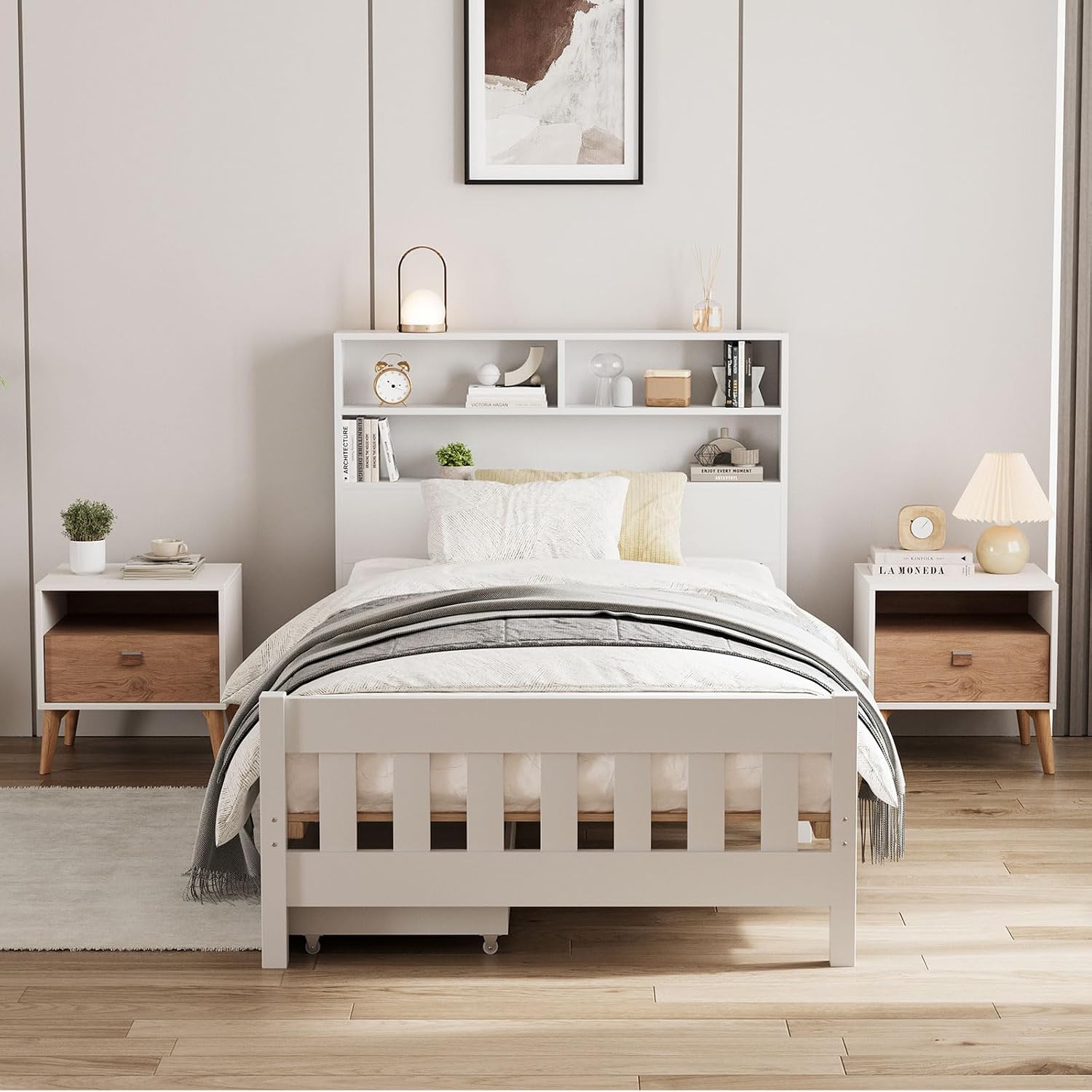 Wooden Solid Bed Frame with Drawers
