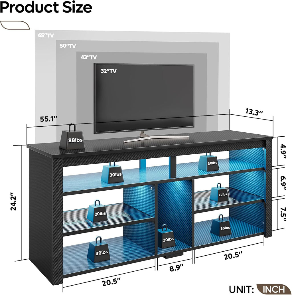140CM LED TV Cabinet 55-65 Inch LED TV Stand with Storage for PS4/Xbox