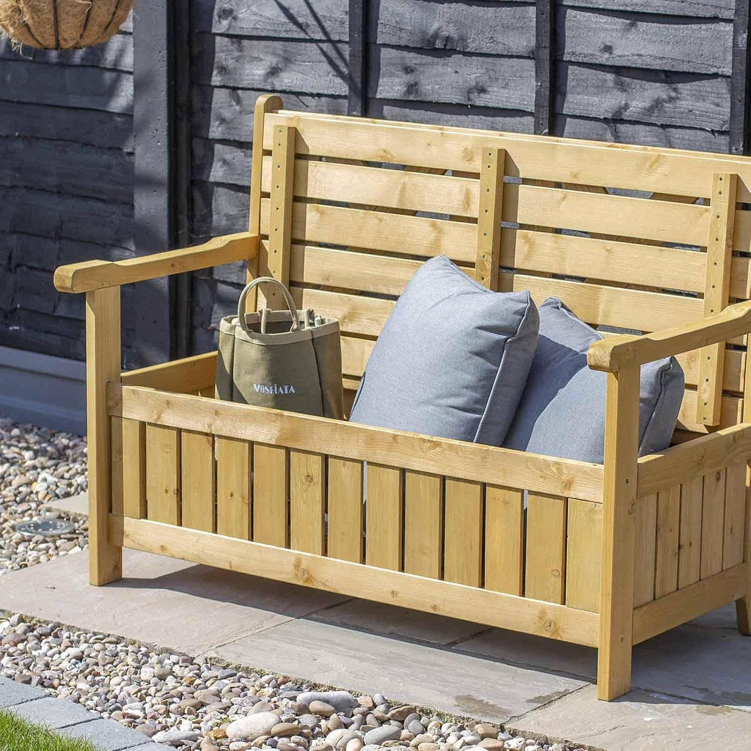 Wooden 2 Seater Outdoor Garden Bench with Built In Storage Seat