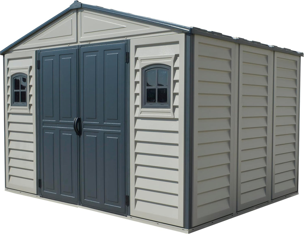 10.5 x 8 (8.02 m2) Plastic Garden Shed with Metal Foundation Kit and 2 Fixed Window