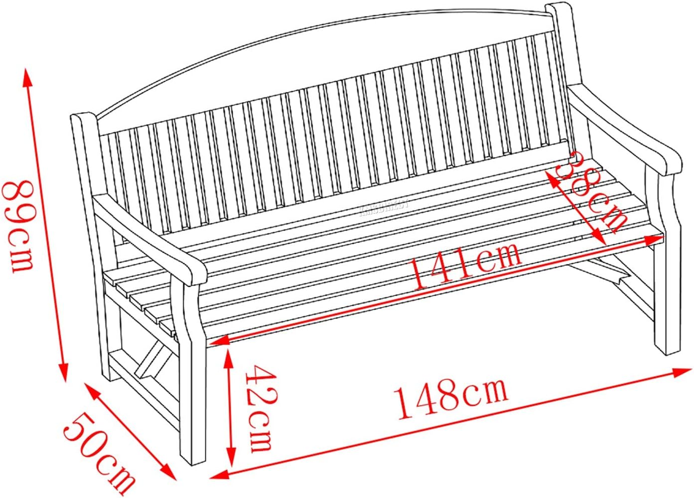Outdoor Home 3 Seat Chair Garden Porch Bench Indoor Seater Wood Wooden Frame Patio Deck Park Yard Furniture WGB02 Natural