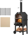 Outdoor Garden Pizza Oven Charcoal BBQ Grill 3-Tier Freestanding w/Chimney