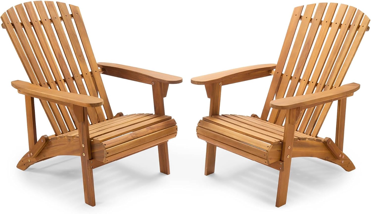 Chairs Set of 2 - Outdoor Acacia Hardwood Garden Chairs &amp; Teak Oil Finish - Durable Weather Resistant Wood for Patio &amp; Deck - Ergonomic Sloped Back - Hudson