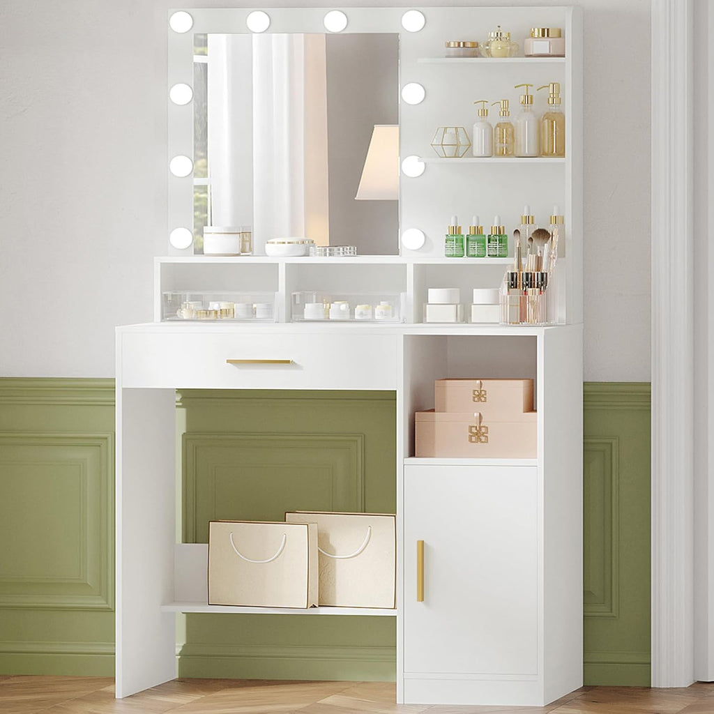 Dressing Table with Mirror and 10 Bulb Lights