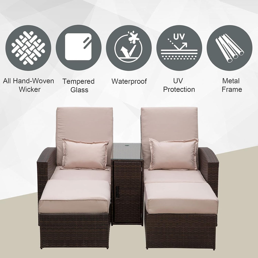 Double Rattan Sun Lounger