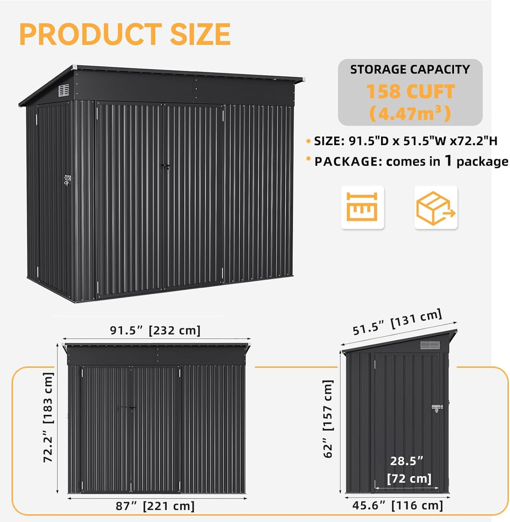 8 x 4ft Outdoor Storage Shed