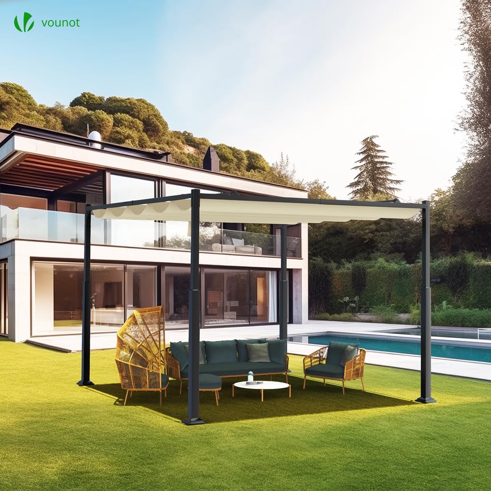 3x3m Metal Pergola with Retractable Roof