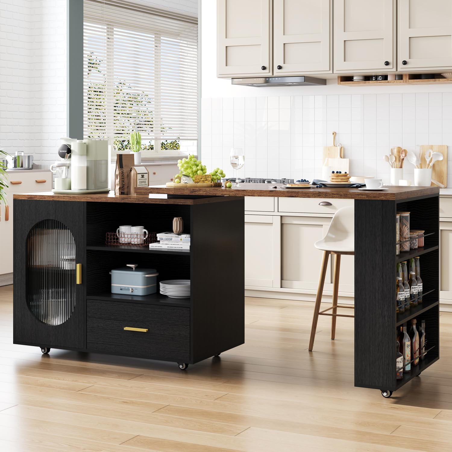 Black Kitchen Island on Wheels