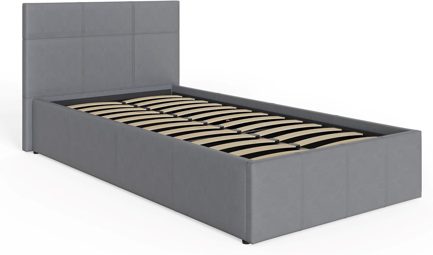 Single Grey Upholstered Fabric Ottoman Bed Frame