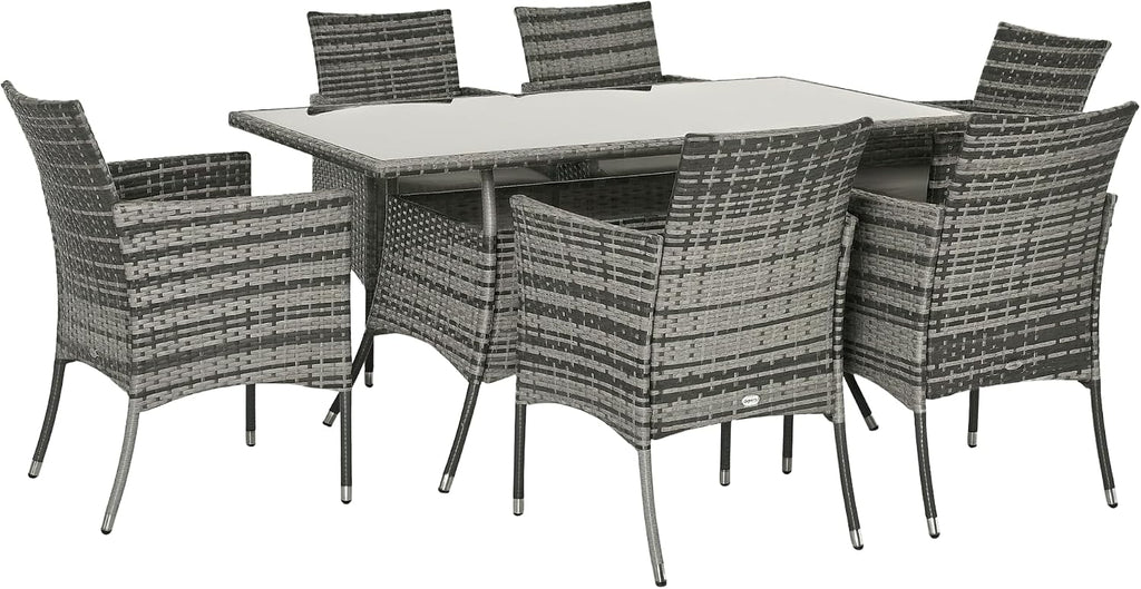 7-Piece Rattan Garden Furniture Set with Cushions