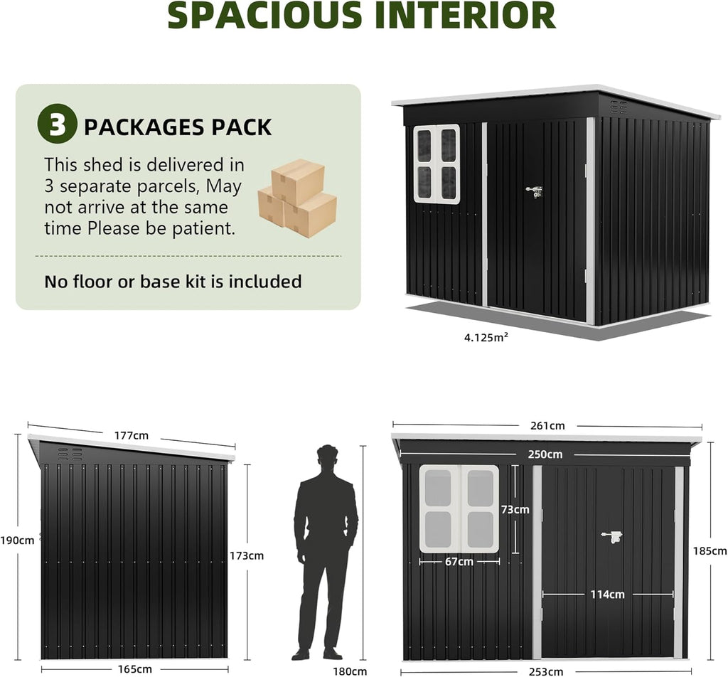 Metal Garden Shed 8.5 x 6ft