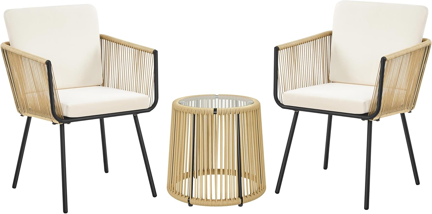 3-Piece Outdoor PE Rattan Bistro Dining Set