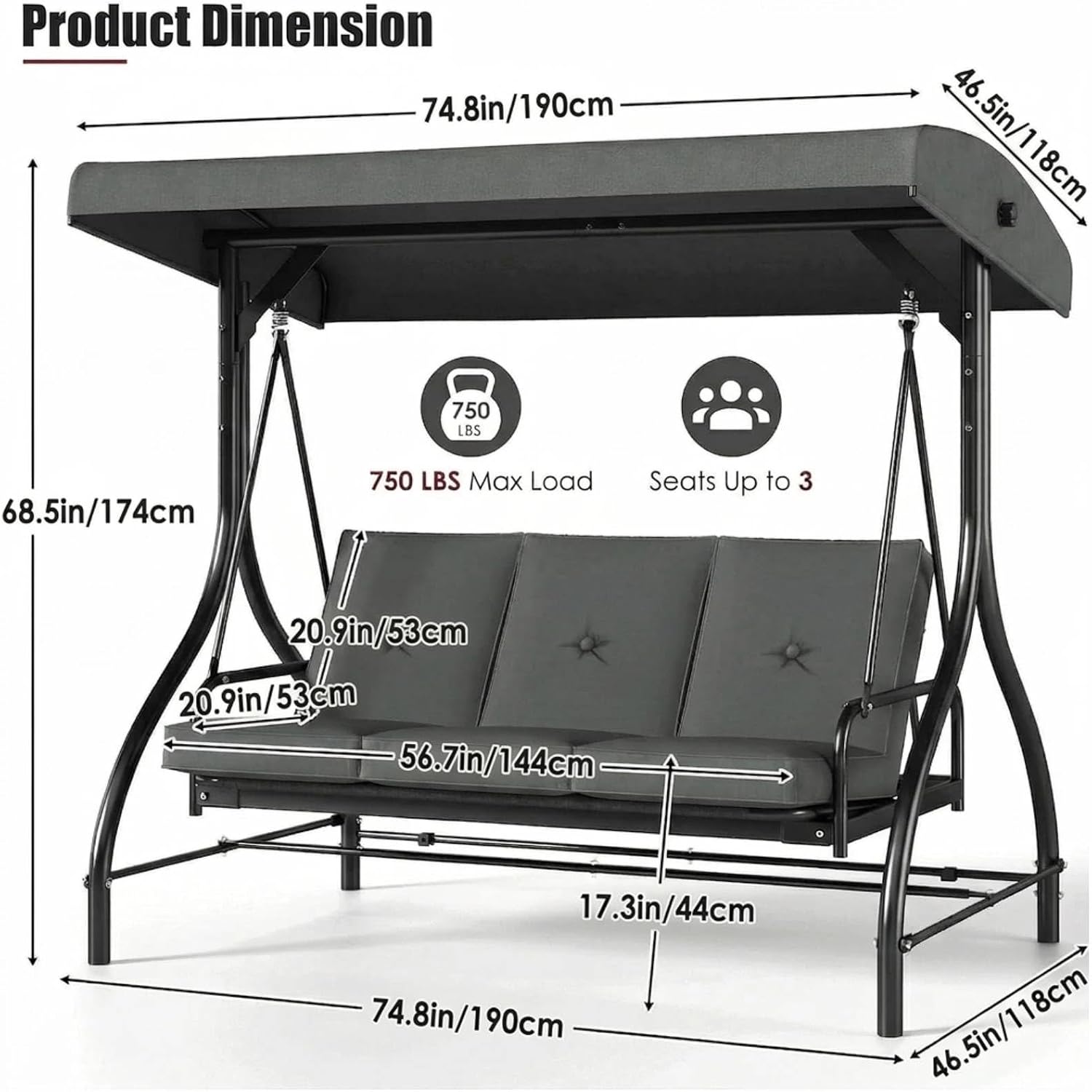 3 Seater Garden Swing