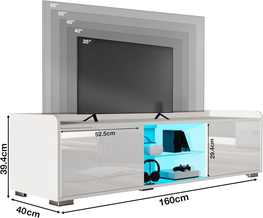 160cm Large White TV Unit