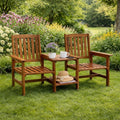 Garden Mile Jack and Jill Bench with Central Table - 2 Seater Wooden Garden Furniture