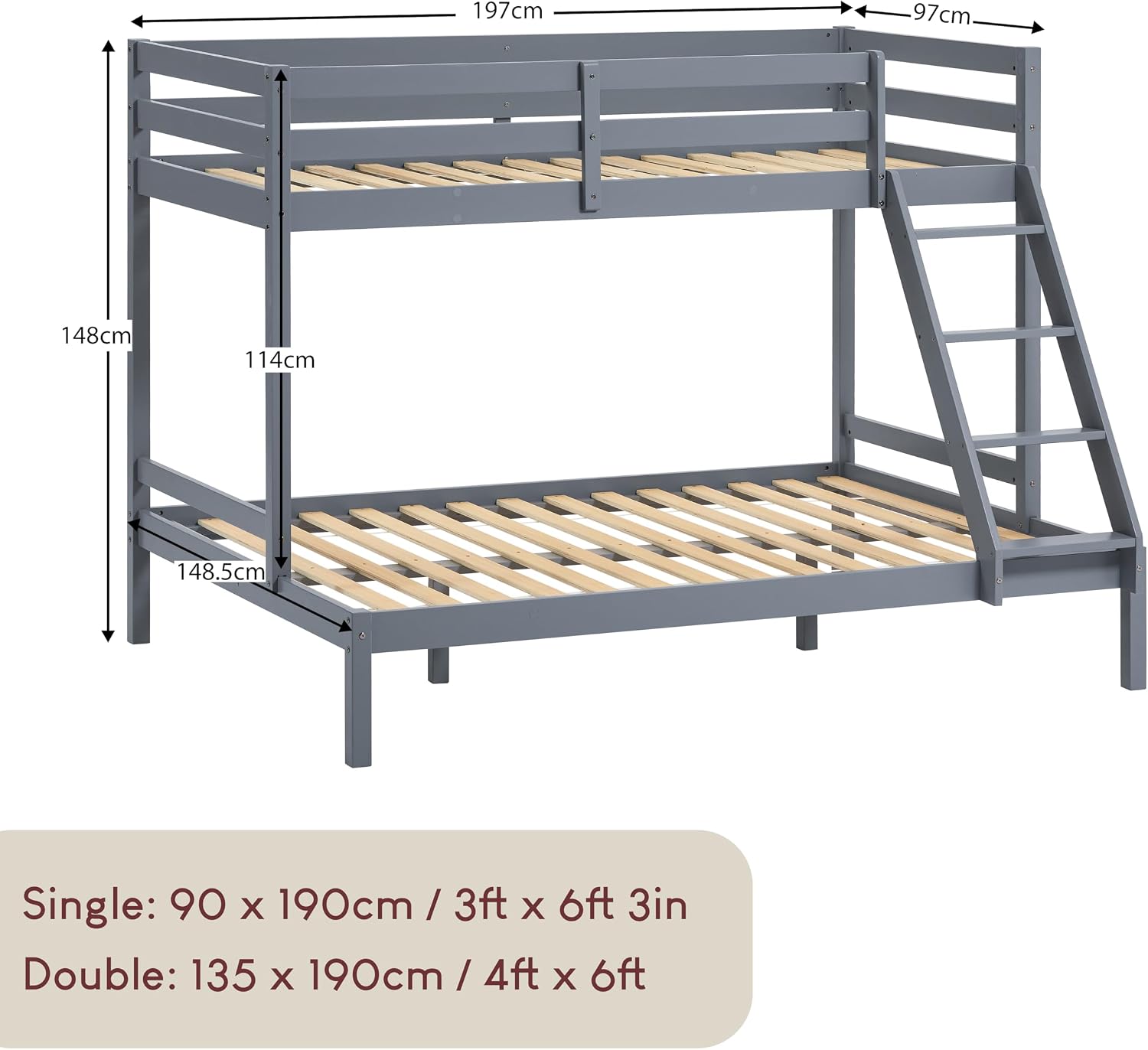 Bunk Bed Frame with Ladder
