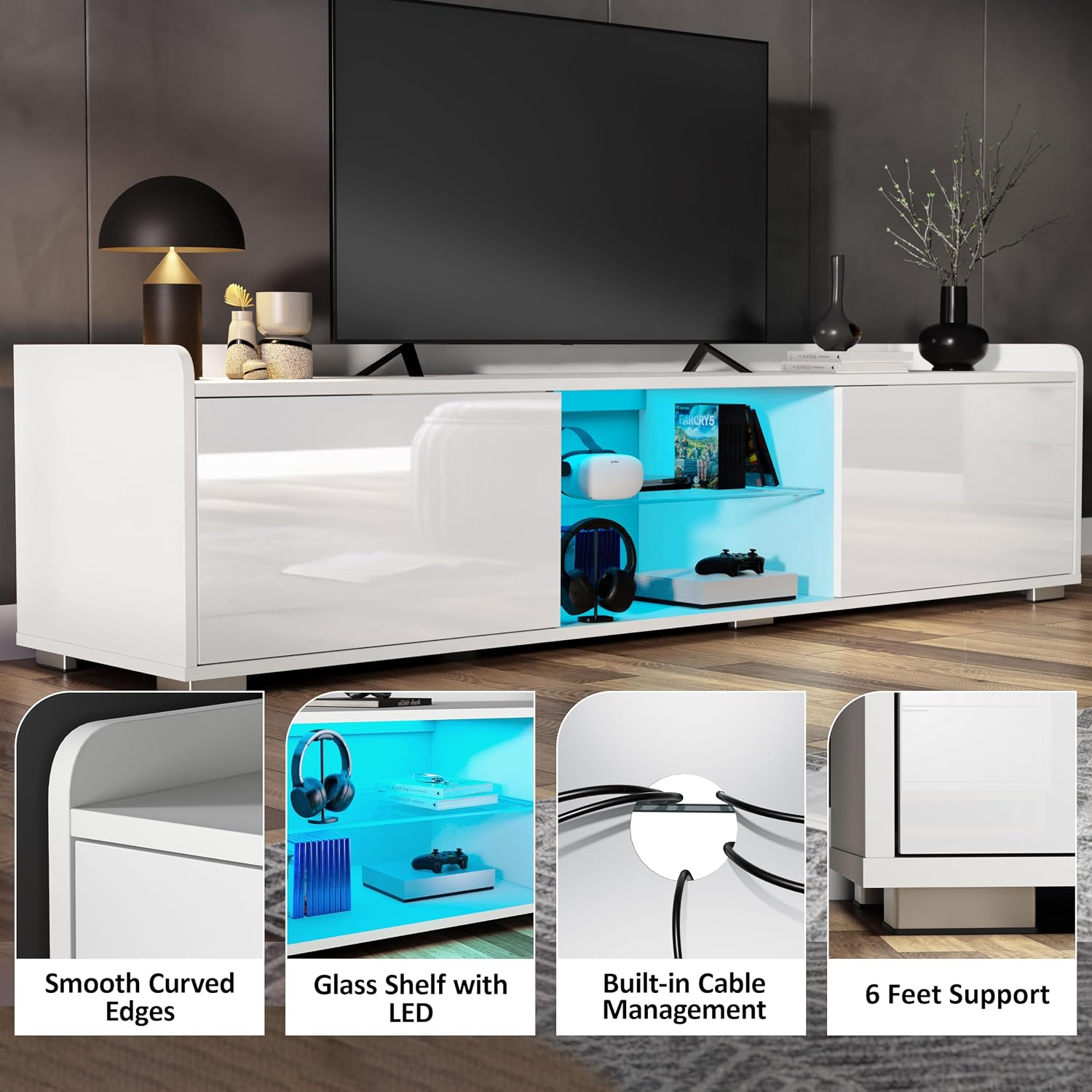 160cm Large White TV Unit