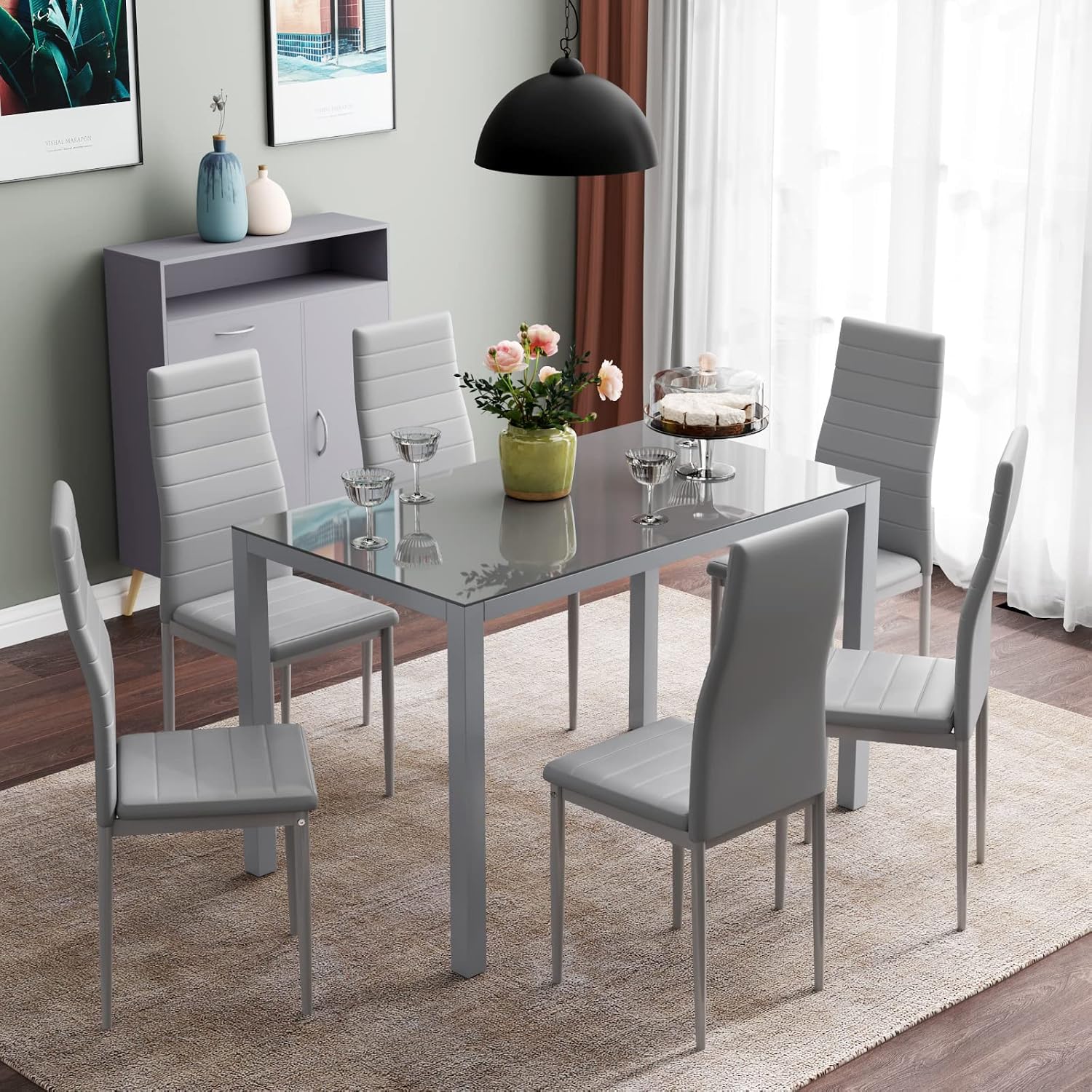 Dining Table and Chairs Set 6
