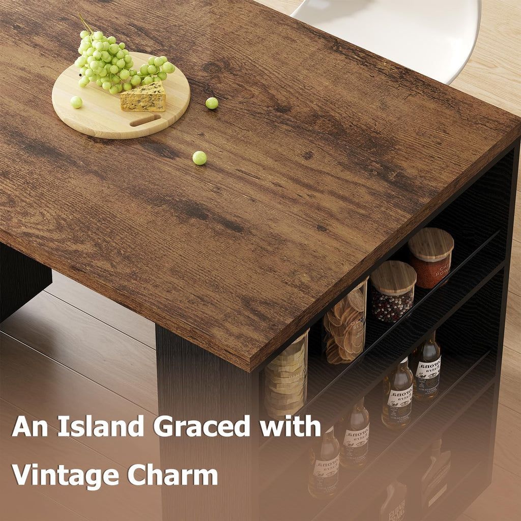 Black Kitchen Island on Wheels