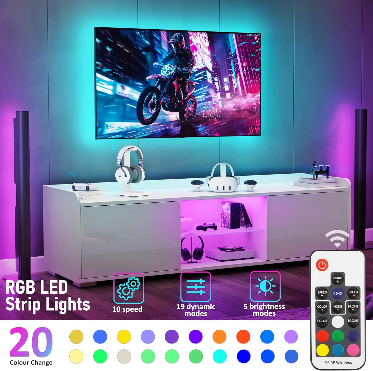 140cm White TV Unit