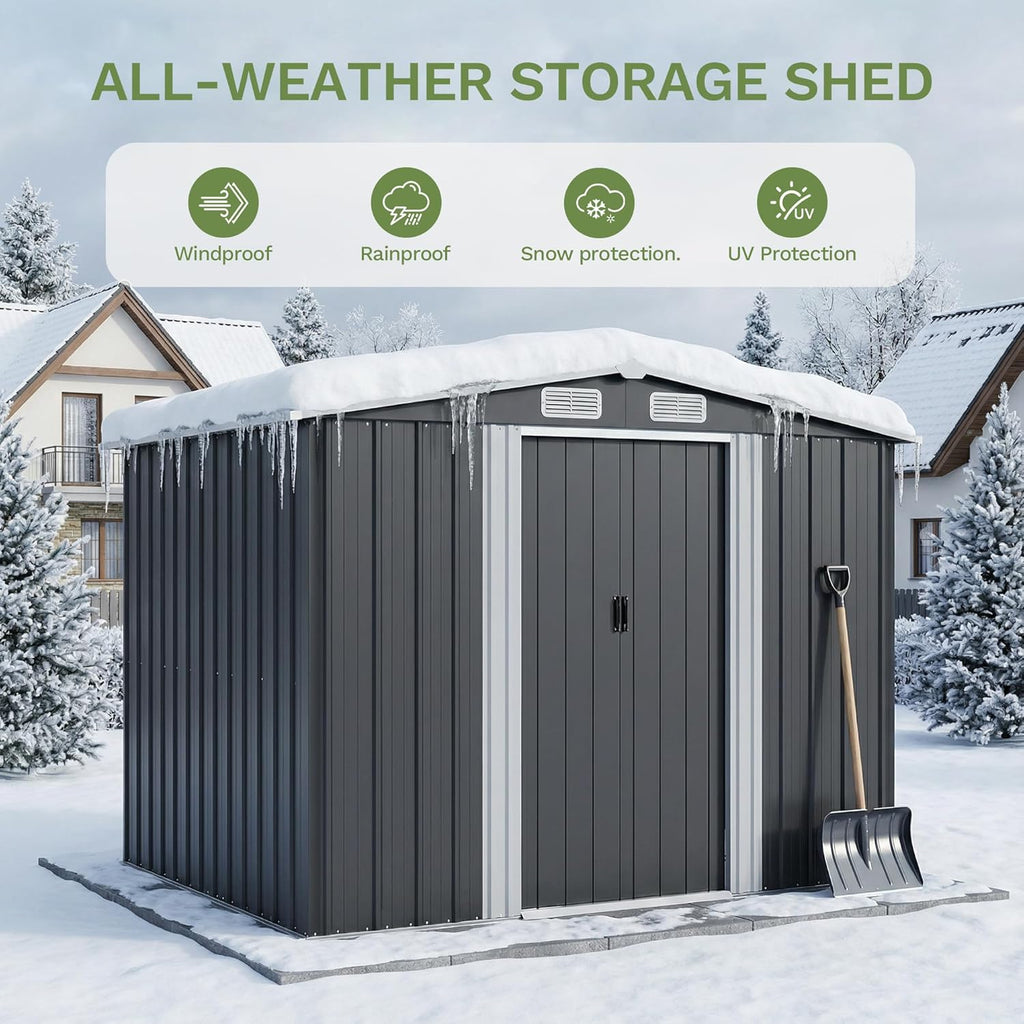 8x7ft Metal Garden Shed with Easy Assembly