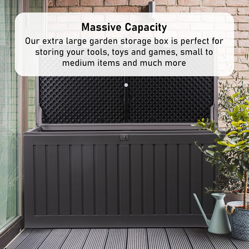 Waterproof Cushion Storage Bench 270L Plastic Outdoor Balcony Storage Box