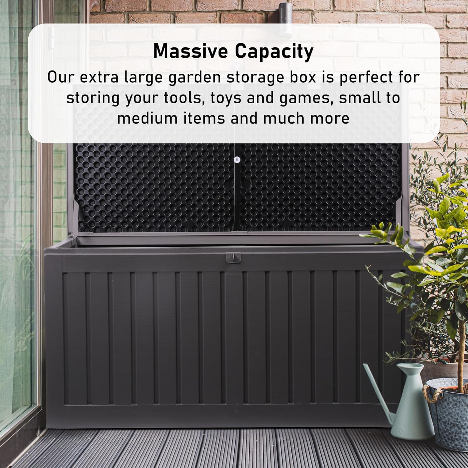 Waterproof Cushion Storage Bench 270L Plastic Outdoor Balcony Storage Box
