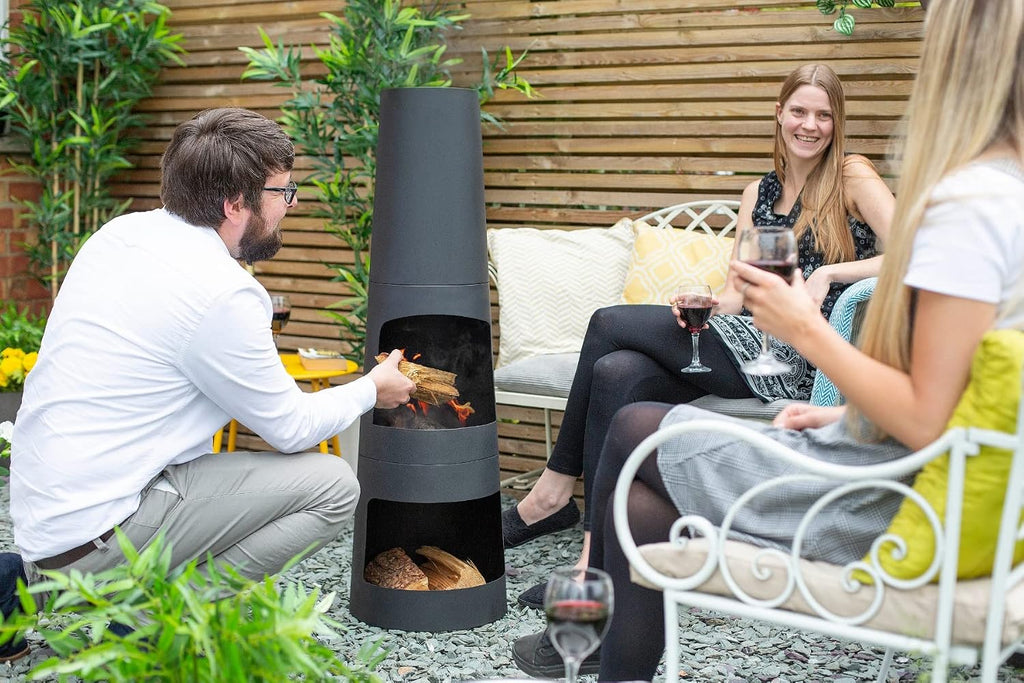 Circo - Steel Chiminea - Patio Heater - Log Burner - Easy to Assemble - Black,